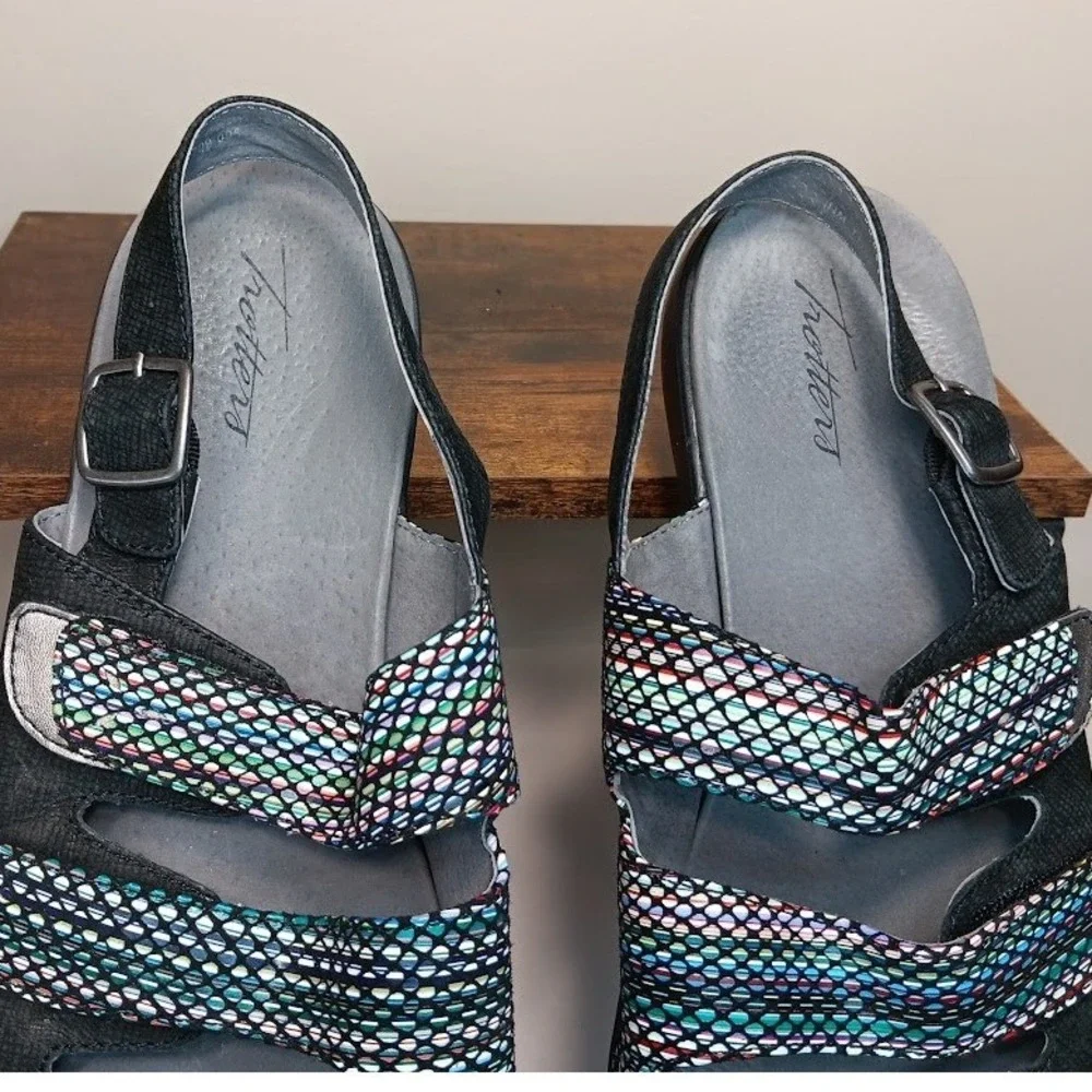 Trotters Sandals Women 11M Black Multi‎ Color Mesh Slingback T17C9-095